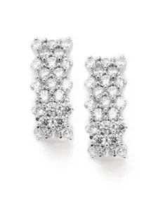 Clara Silver-Toned Rhodium-Plated Zirconia-Studded 92.5 Sterling Silver Studs