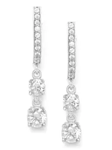 Clara Silver-Toned Rhodium-Plated Zirconia-Studded 92.5 Sterling Silver Drop Earrings