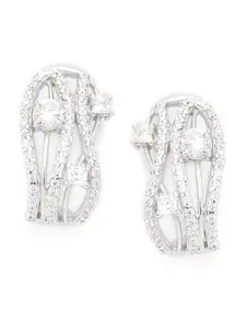 Clara Silver-Toned Rhodium-Plated Zirconia-Studded 92.5 Sterling Silver Studs