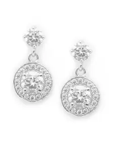 Clara Silver-Toned Rhodium-Plated 925 Sterling Silver Cubic Zirconia-Studded Drop Earrings