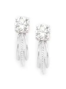 Clara Silver-Toned Rhodium-Plated Cubic Zirconia-Studded 925 Sterling Silver Studs