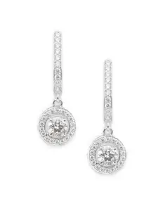 Clara Silver-Toned Rhodium-Plated 925 Sterling Silver Cubic Zirconia-Studded Drop Earrings