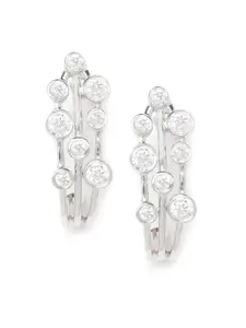 Clara Silver-Toned Rhodium-Plated Zirconia-Studded 92.5 Sterling Silver Circular Studs