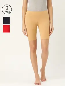 Leading Lady Women Pack of 3 Solid High Rise Lounge Shorts