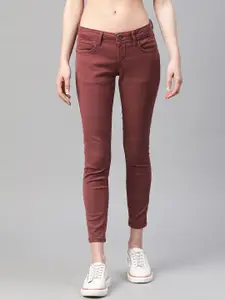 Pepe Jeans Women Rust Skinny Fit Mid-Rise Clean Look Stretchable Jeans