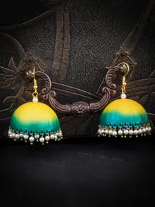 Sukkhi Blue & Yellow Dome Shaped Jhumkas