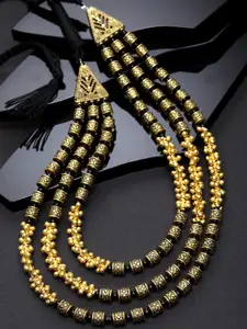 PANASH Gold & Black Handcrafted Antique Necklace