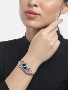 YouBella Blue Silver-Plated Stone Studded Bracelet