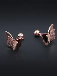 YouBella Rose Gold-Plated Butterfly-Shaped Studs