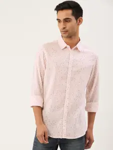 United Colors of Benetton Men Pink & Grey Slim Fit Printed Casual Shirt