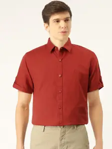 United Colors of Benetton Men Maroon Slim Fit Solid Casual Shirt