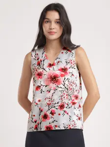 FableStreet Women Grey Floral Printed Top
