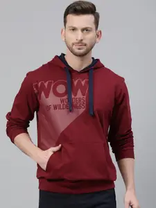 Wildcraft Men Red Printed Hooded Sweatshirt