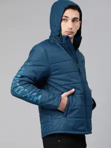 Wildcraft Men Navy Blue Solid Padded Jacket with Printed Sleeve