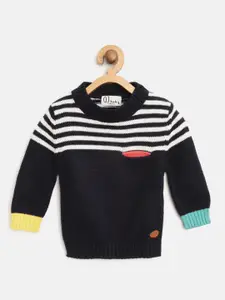 Gini and Jony Boys Navy Blue & White Striped Pullover