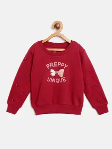 Gini and Jony Girls Bow & Typography Print Sweatshirt