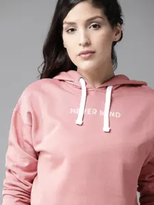 Roadster Women Pink Printed Detail Hooded Sweatshirt