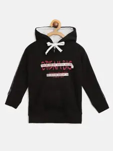 Gini and Jony Boys Black Printed Hooded Sweatshirt
