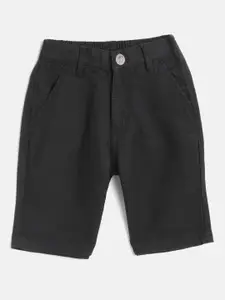 Gini and Jony Infant Boys Black Solid Regular Fit Shorts