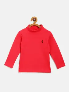 Gini and Jony Girls Red Ribbed Skivvy Pure Cotton Top