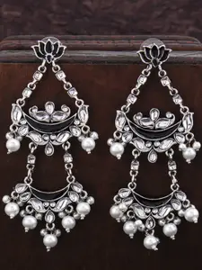 Sukkhi Black Contemporary Oxidised Meenakari Drop Earrings
