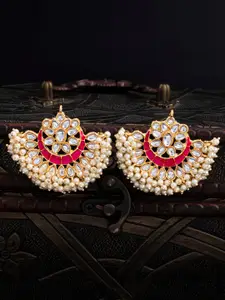 Sukkhi Gold-Plated & Pink Floral Chandbalis