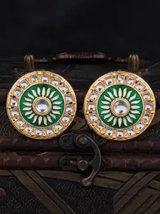 Sukkhi Gold-Plated & Green Kundan Circular Studs