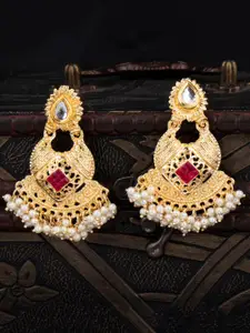 Sukkhi Gold-Plated & Pink Filigree Classic Filigree Chandbalis