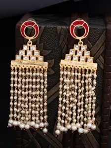 Sukkhi Gold-Plated & Red Classic Meenakari Chandbalis