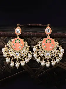 Sukkhi Gold-Plated & Pink Classic Meenakari Chandbalis
