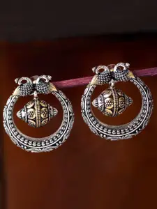 Sukkhi Rhodium-Plated Silver-Toned Oxidised Quirky Chandbalis