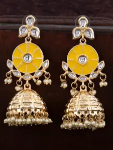 Sukkhi Gold-Plated Crescent Shaped Kundan Chandbalis
