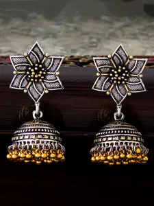 Sukkhi Silver-Toned Dome Shaped Jhumkas