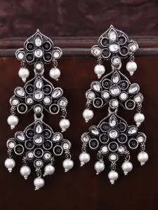 Sukkhi Rhodium-Plated Oxidised Contemporary Chandbalis