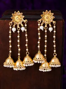 Sukkhi Gold-Plated Filigree Dome Shaped Jhumkas