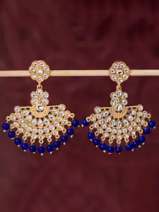 Sukkhi Gold-Plated & Blue Floral Chandbalis