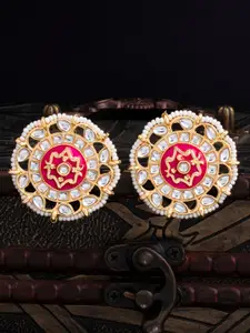 Sukkhi Gold-Plated & Pink Circular Meenakari Studs