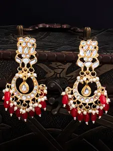 Sukkhi Gold-Plated & Red Chandelier Classic Chandbalis