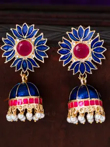 Sukkhi Gold-Plated & Blue Dome Shaped Jhumkas
