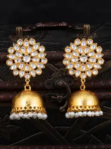 Sukkhi Gold-Plated Handcrafted Dome Shaped Jhumkas