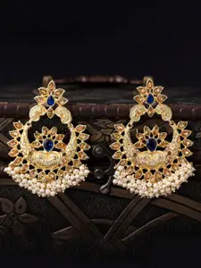 Sukkhi Gold-Plated & Blue Classic Handcrafted Chandbalis