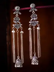 Sukkhi Rhodium-Plated Silver-Toned Oxidised Quirky Chandbalis