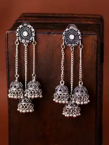 Sukkhi Silver-Toned Oxidised Contemporary Chandbalis