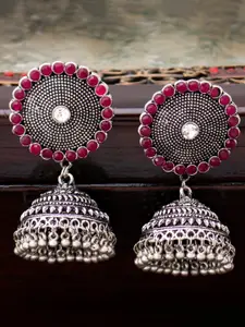 Sukkhi Red Dome Shaped Oxidised  Jhumkas