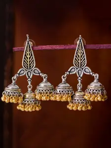 Sukkhi Rhodium-Plated Silver-Toned Oxidised Quirky Jhumkas