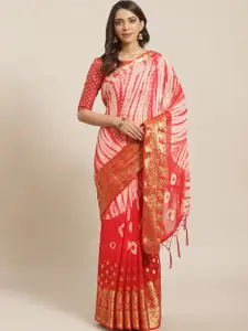 Saree mall Red & Peach-Coloured Woven Design Banarasi Saree
