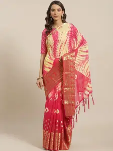 Saree mall Magenta & Beige Woven Design Banarasi Saree