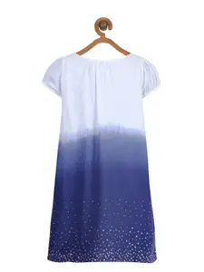 Miyo Girls Blue Colourblocked A-Line Dress