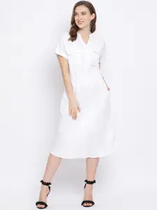 Oxolloxo Women White Solid Wrap Dress