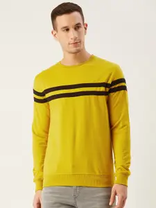 Rodzen Men Yellow & Black Striped Sweatshirt